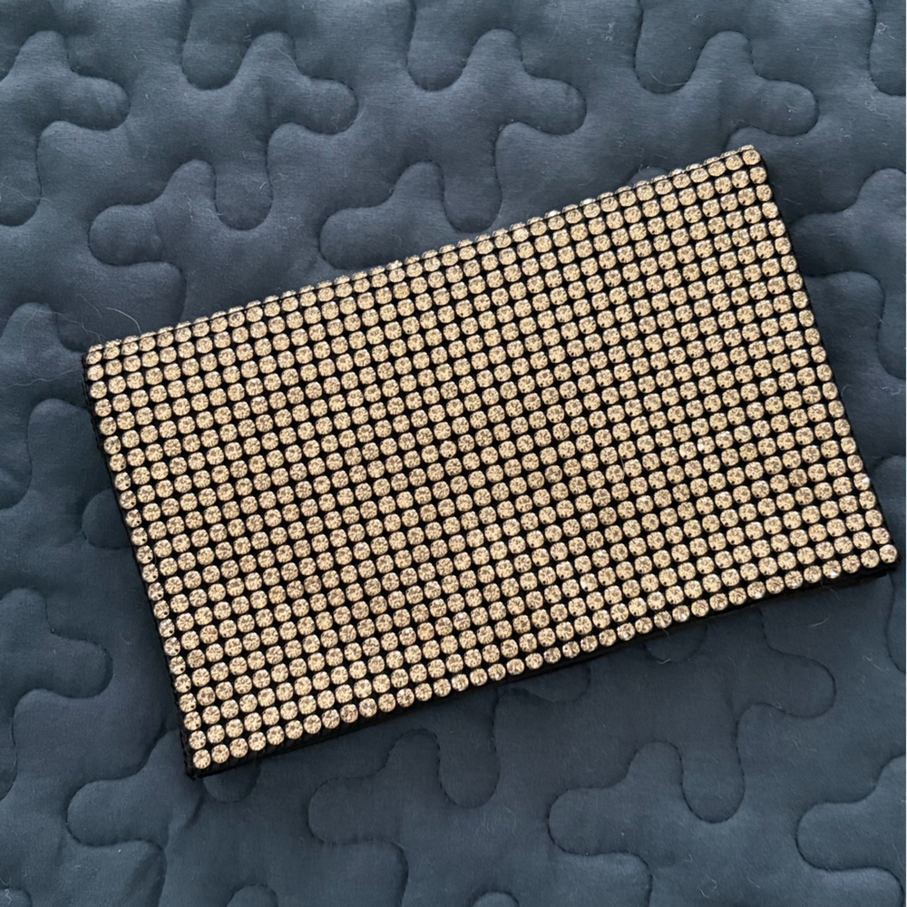 Formal clutch or shoulder bag with diamond bling on the front. NWT